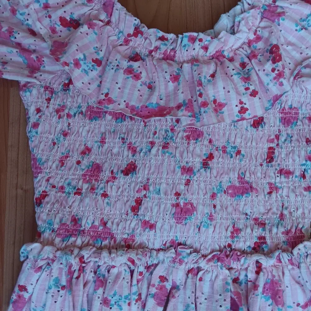 Free People Favorite Girl Crop Top Puff Sleeve Floral Cottagecore Coquette